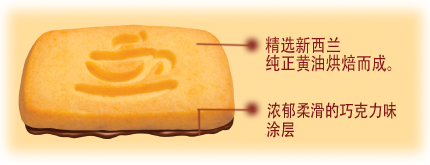 精选新西兰纯正黄油烘焙而成。浓郁柔滑的巧克力味图层